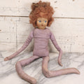 Lot 082 - Antique Boudoir Doll With Painted Features, Mohair Wig, And Floppy Lavender-Pink Body, 27" L