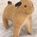 Lot 086 - Vintage Straw-Stuffed Plush Pug Dog With Glass Eyes Stuffed Animal Toy, 7" L