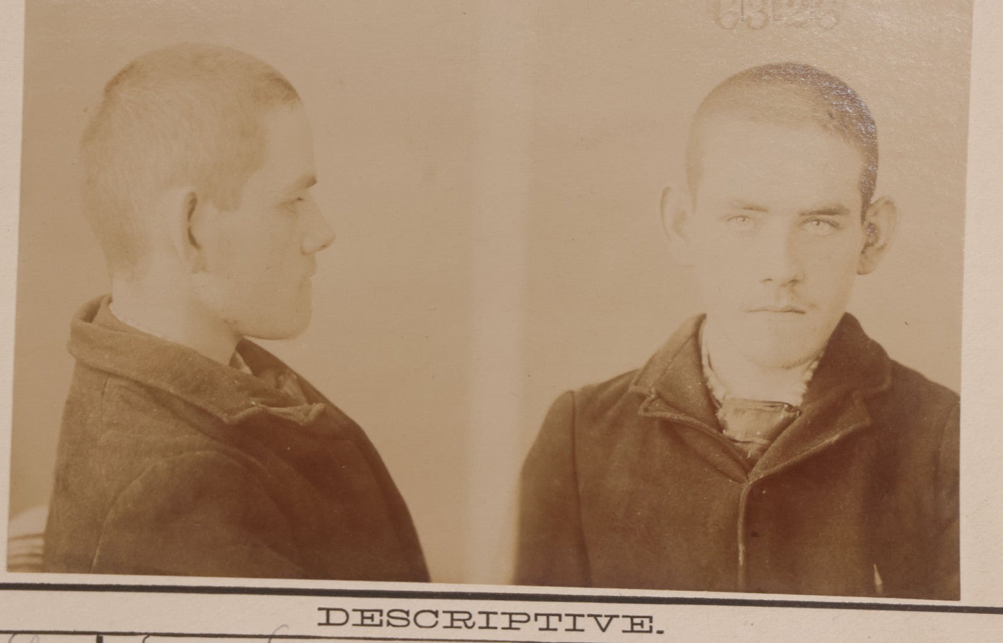 Lot 116 - Antique Real-Photo Police Mugshot And Arrest Card For Joseph J. Griffin, Arrested For Larceny, Massachusetts Reformatory, Concord, Massachusetts, 1894