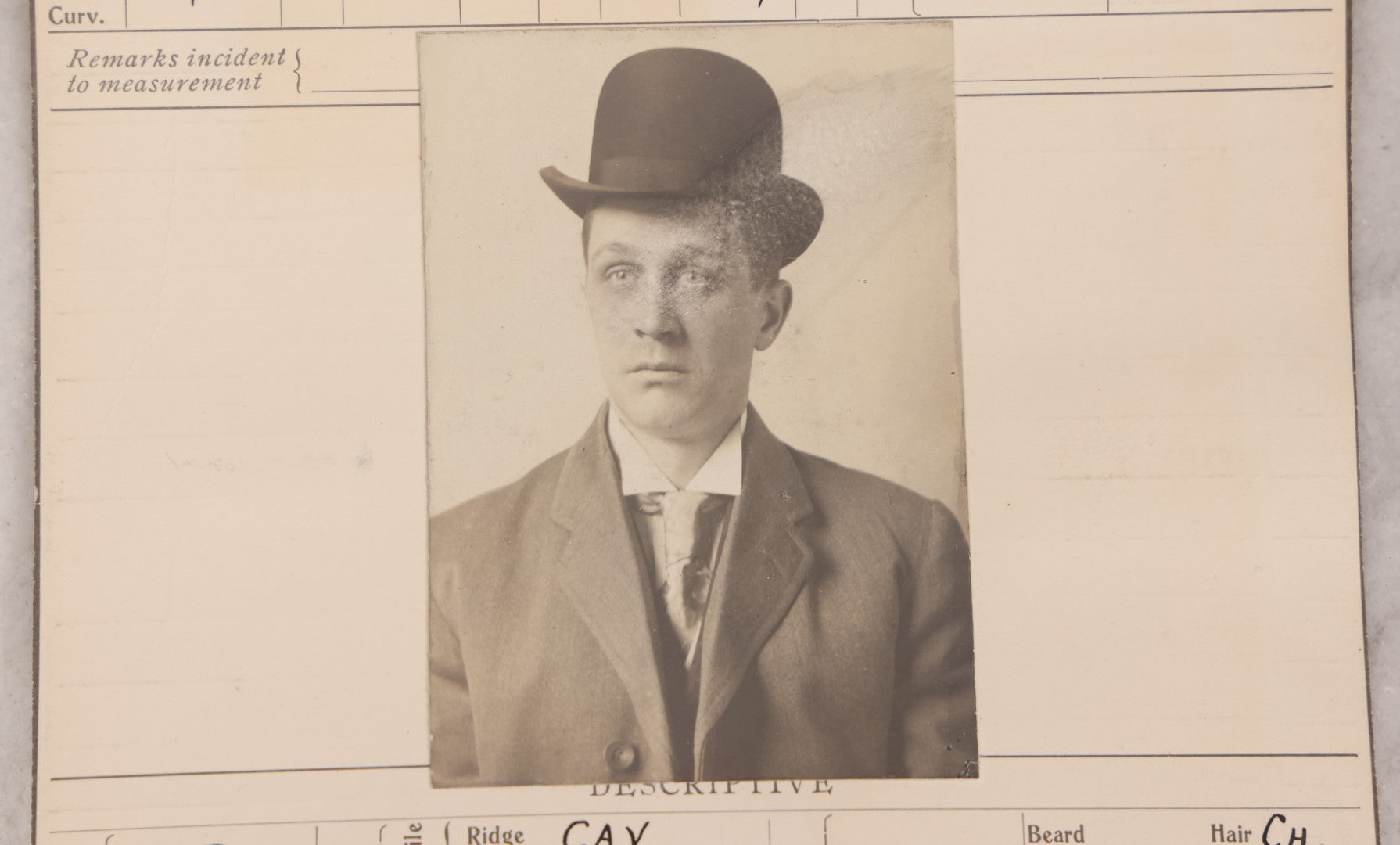 Lot 121 - Antique Real-Photo Police Mugshot And Arrest Card For Howard L. Miller, Forger, Arrested For Forgery, Boston, Massachusetts, Circa 1900