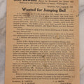 Lot 130 - Antique Wanted Poster For A.L. Benham, $50 Reward, For Jumping Bail, Offered By Bondsman For Arrest And Delivery To Chief Of Police At Seattle, Washington, Marysville, California, August 26, 1919