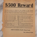 Lot 134 - Antique Wanted Poster Offering $500 Reward For Information Leading To Arrest And Conviction Of Parties Who Robbed Poulsbo Bank, John Stanioch, Sheriff, Kitsap County, Port Orchard, Washington, 1922