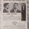 Lot 135 - Vintage FBI Wanted Poster With Photographs For Joseph James Bagnola, Unlawful Flight To Avoid Prosecution For Murder, Wanted Flyer No. 181, December 13, 1955, Original Mailer