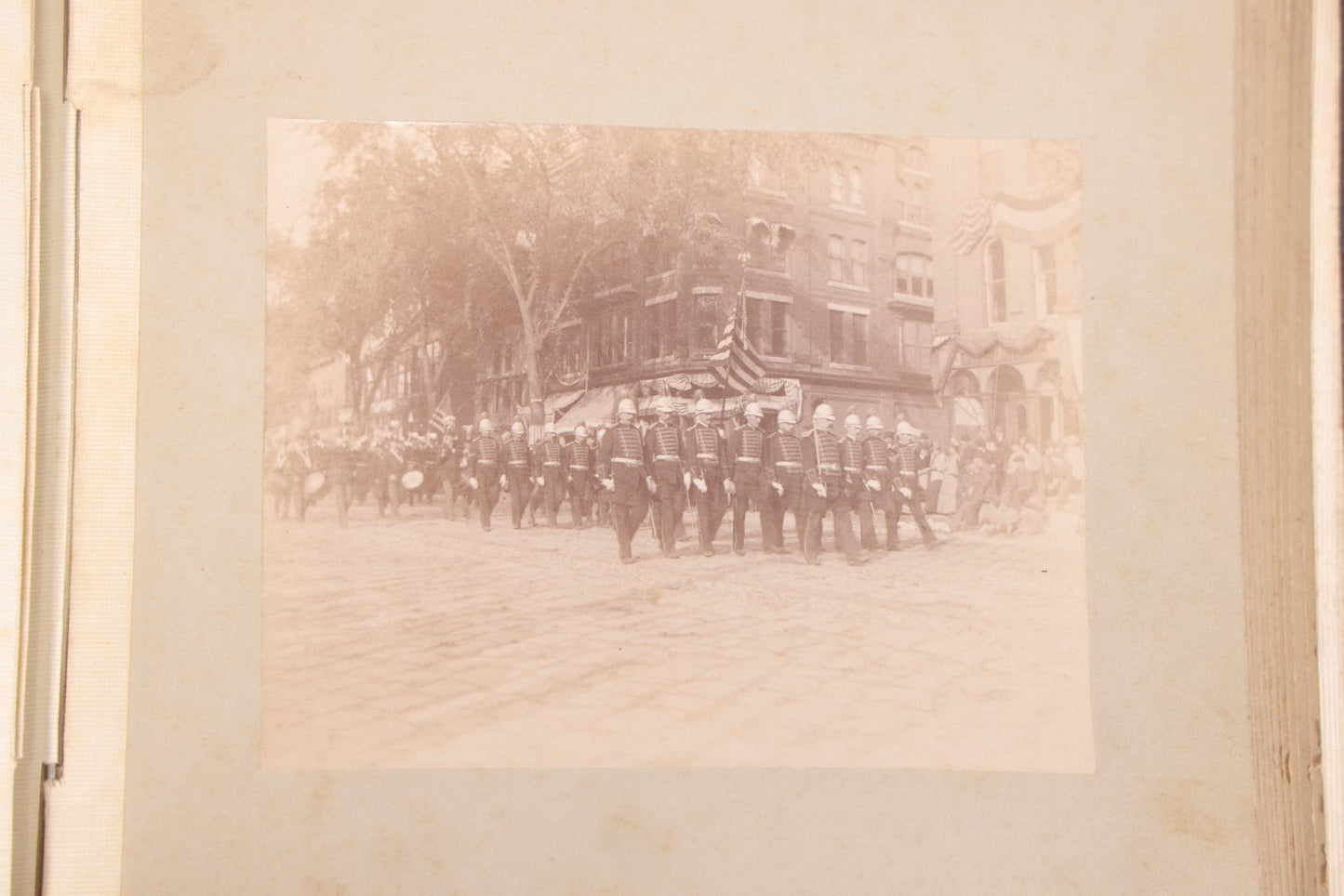 Lot 137 - Antique Photo Album With 16 Mounted Photographs Of Manchester, New Hampshire, Including Central Fire Station, Women's Aid Home, Charles Lowell Richardson Mansion, Rock Rimmon, Smyth Tower, Street Car, Post Office, Circa 1890