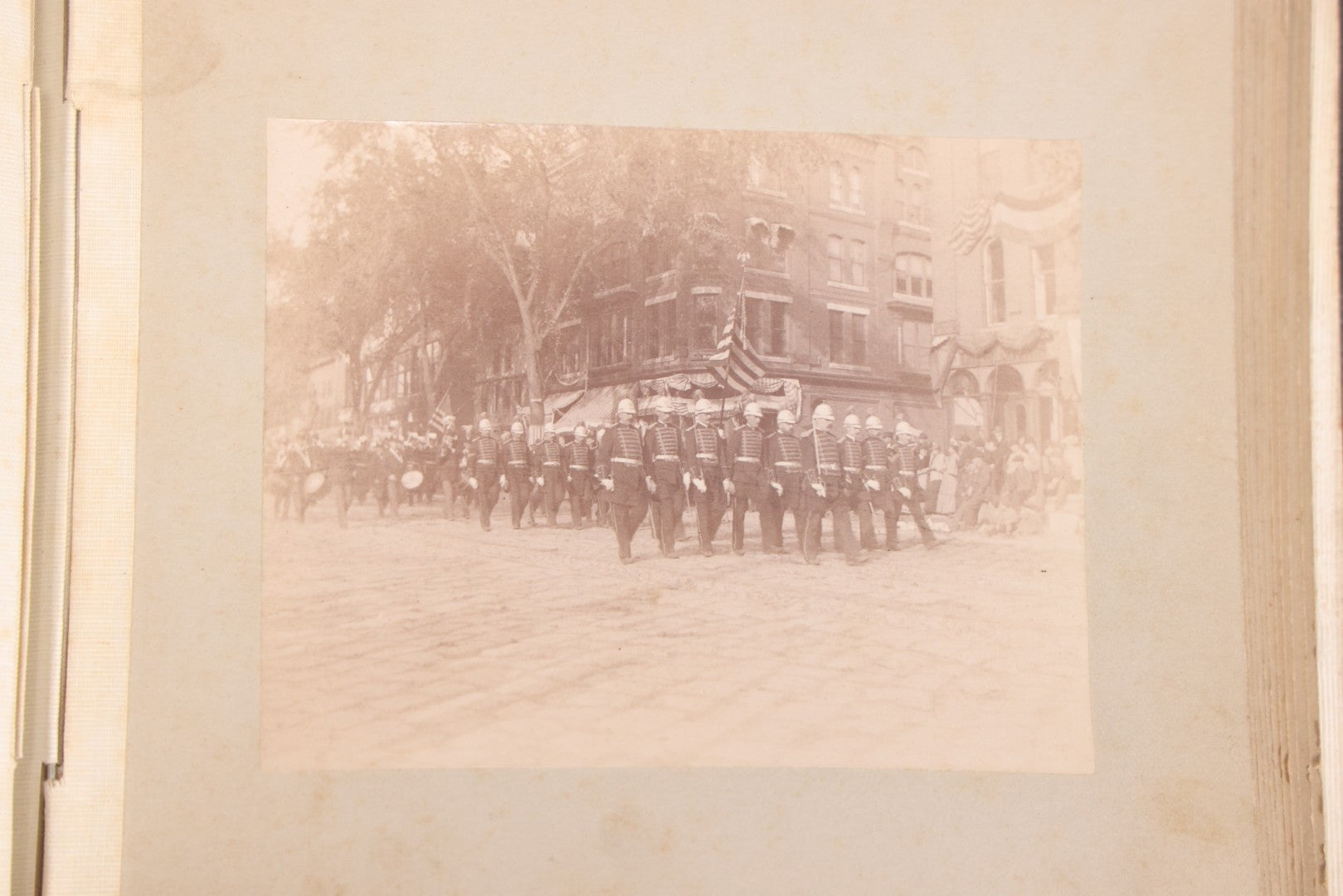Lot 137 - Antique Photo Album With 16 Mounted Photographs Of Manchester, New Hampshire, Including Central Fire Station, Women's Aid Home, Charles Lowell Richardson Mansion, Rock Rimmon, Smyth Tower, Street Car, Post Office, Circa 1890