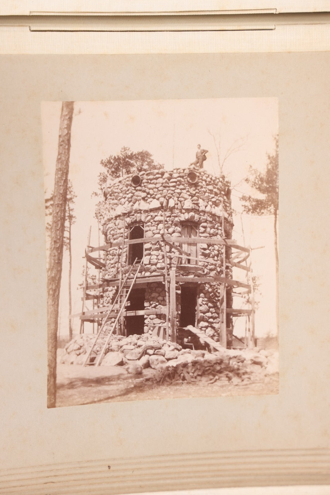 Lot 137 - Antique Photo Album With 16 Mounted Photographs Of Manchester, New Hampshire, Including Central Fire Station, Women's Aid Home, Charles Lowell Richardson Mansion, Rock Rimmon, Smyth Tower, Street Car, Post Office, Circa 1890