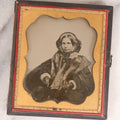 Lot 138 - Antique 1/6th Plate Ambrotype Photograph Of Elegantly Dressed Woman In Half Leatherette Case