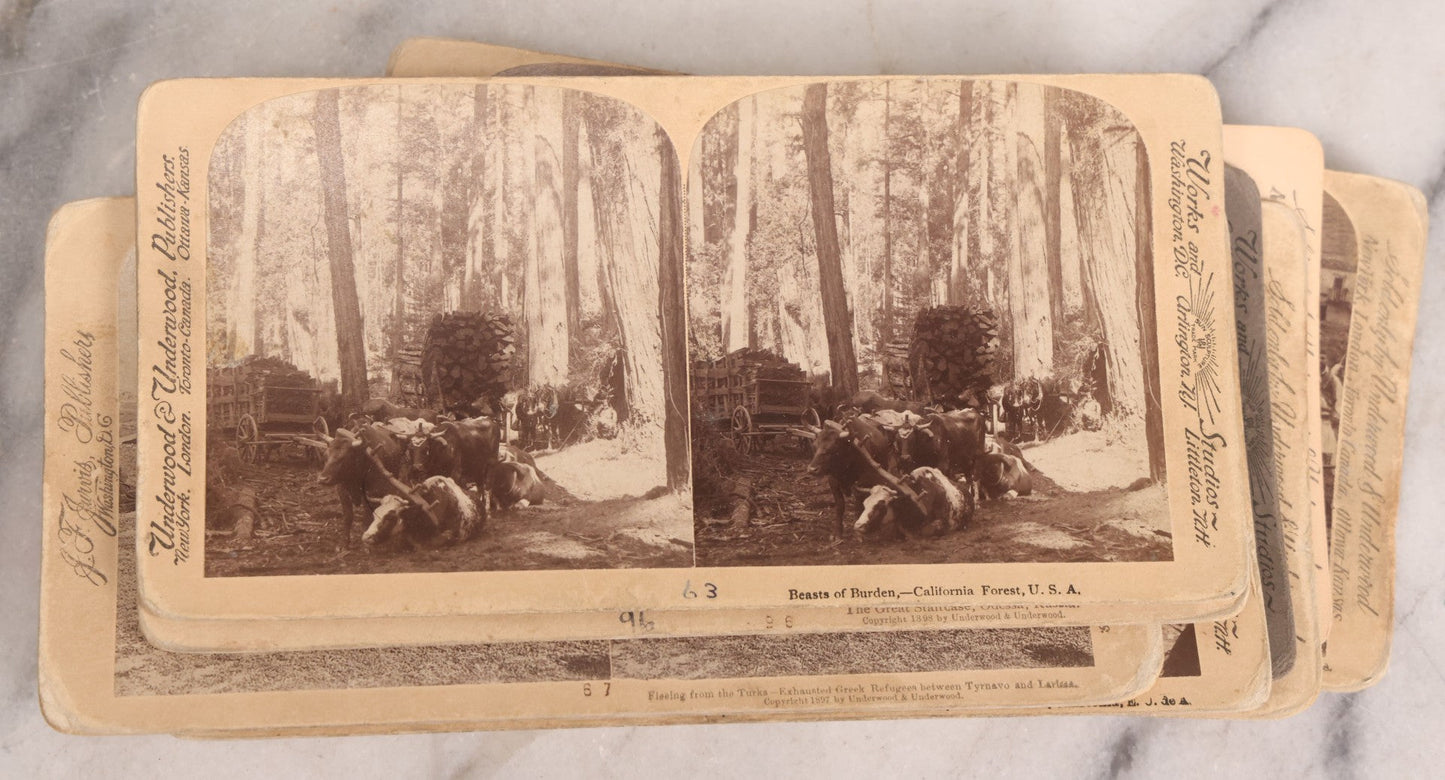 Lot 223 - Grouping Of 17 Antique Photographic Stereo Cards Including International Scenes From Turkey, Russia, Greece, And Domestic Travel Scenes From California And Yellowstone