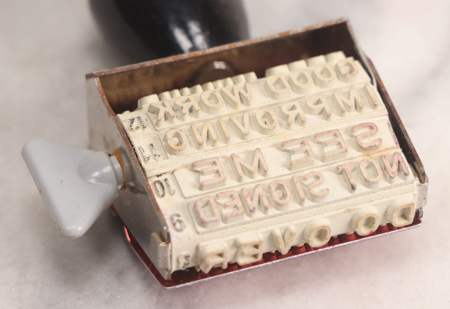 Lot 225 - Vintage Trodat 12-In-1 Teacher's Grading Stamp, "Poor Writing" To "Excellent Work," Made In Austria