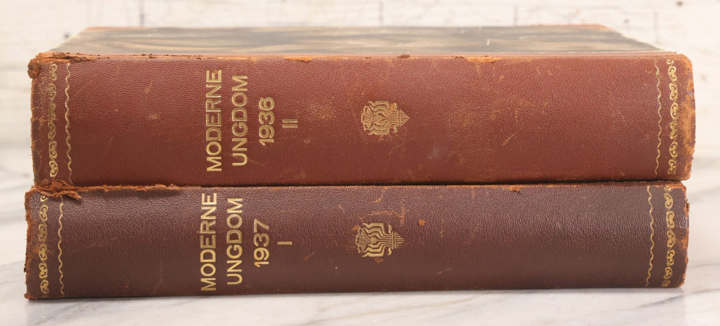 Lot 227 - Pair Of Vintage Danish Magazines "Moderne Ungdom" ("Modern Youth") Hardcover Compendium Volumes For 1936 And 1937