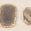 Lot 006 - Grouping Of Four Antique Victorian Unmounted Hair Work Jewelry Panels In Gold-Colored Settings With Beveled Glass