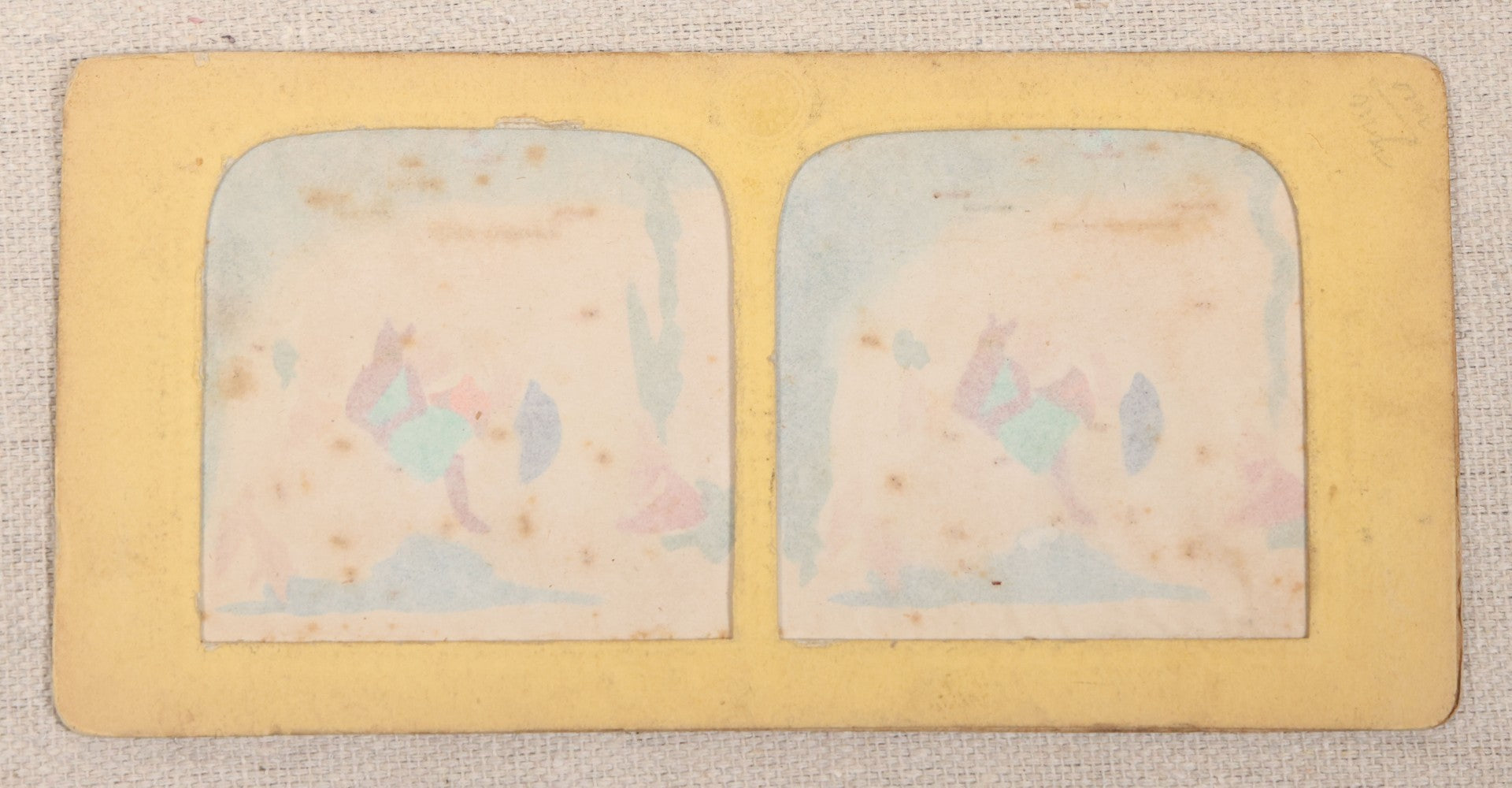 Lot 011 - Antique Hand-Colored French Diablerie Tissue Stereoview Card, "Le Chateau Du Diable" ("The Castle Of The Devil"), Devil With Women And Skeleton Figures, B.K. Photographie, Paris, France