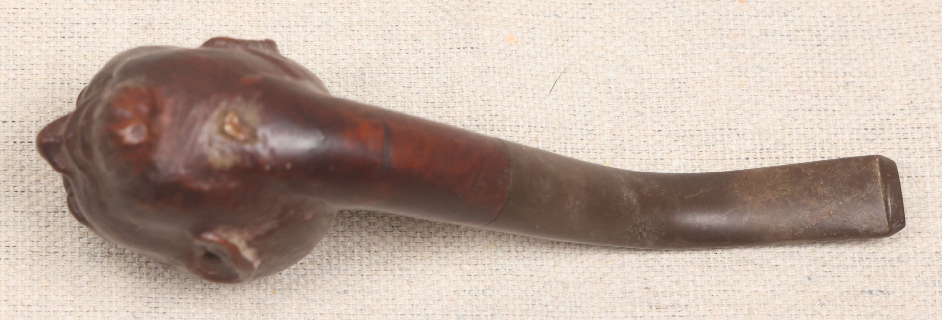 Lot 012 - Vintage Hand-Carved Figural Devil Head Briar Pipe By Weber, Stamped "Imported Briar," With Stem