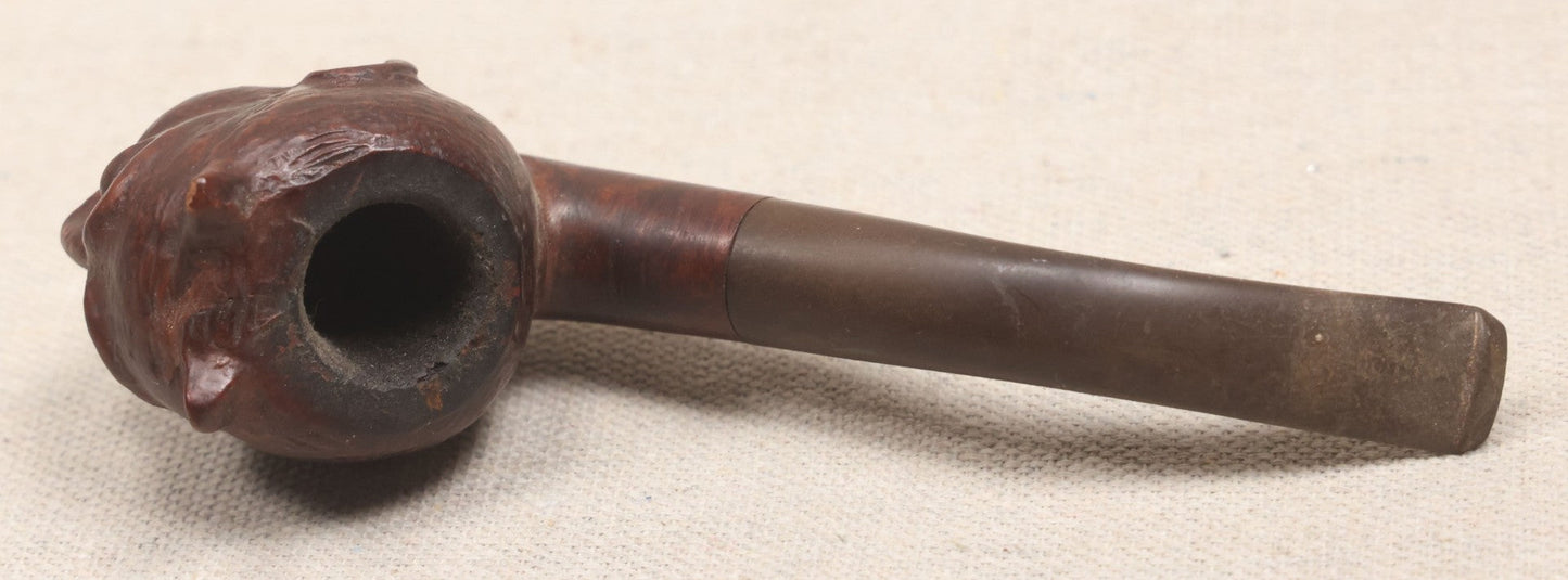 Lot 012 - Vintage Hand-Carved Figural Devil Head Briar Pipe By Weber, Stamped "Imported Briar," With Stem