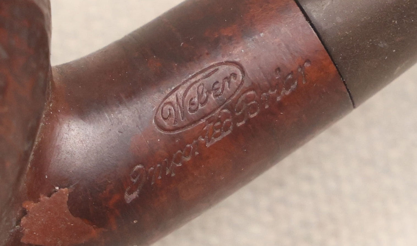 Lot 012 - Vintage Hand-Carved Figural Devil Head Briar Pipe By Weber, Stamped "Imported Briar," With Stem