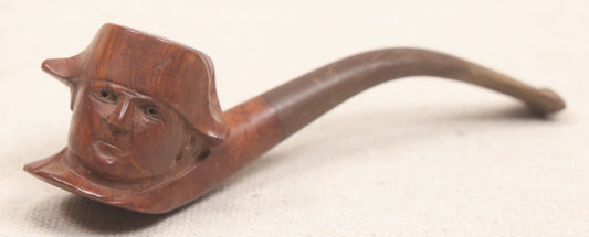 Lot 013 - Vintage Hand-Carved Figural Napoleon Head Briar Pipe, Marked "France," With Stem