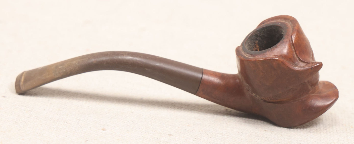 Lot 013 - Vintage Hand-Carved Figural Napoleon Head Briar Pipe, Marked "France," With Stem