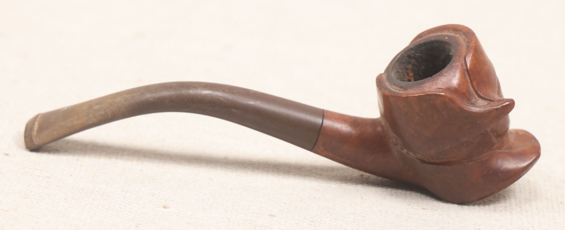 Lot 013 - Vintage Hand-Carved Figural Napoleon Head Briar Pipe, Marked "France," With Stem