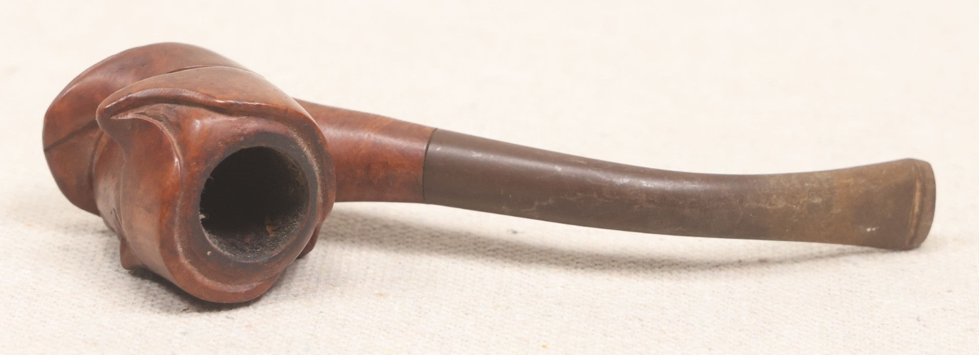 Lot 013 - Vintage Hand-Carved Figural Napoleon Head Briar Pipe, Marked "France," With Stem