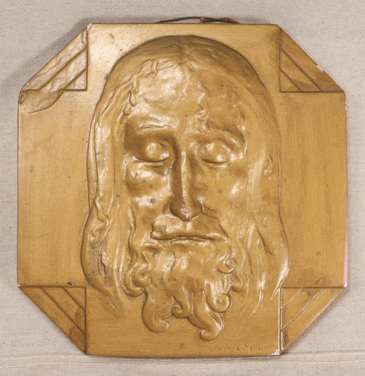 Lot 014 - Vintage Jesus Christ Shroud Of Turin Molded Chalkware Wall Hanging Plaque After Sylvia Daoust (Canadian, 1902-2004)