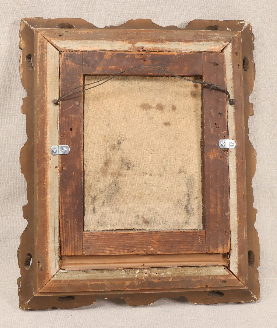 Lot 017 - Antique Oil Painting On Canvas, Portrait Of A Seated Woman With Book And Spectacles, Unsigned, In Gesso Frame