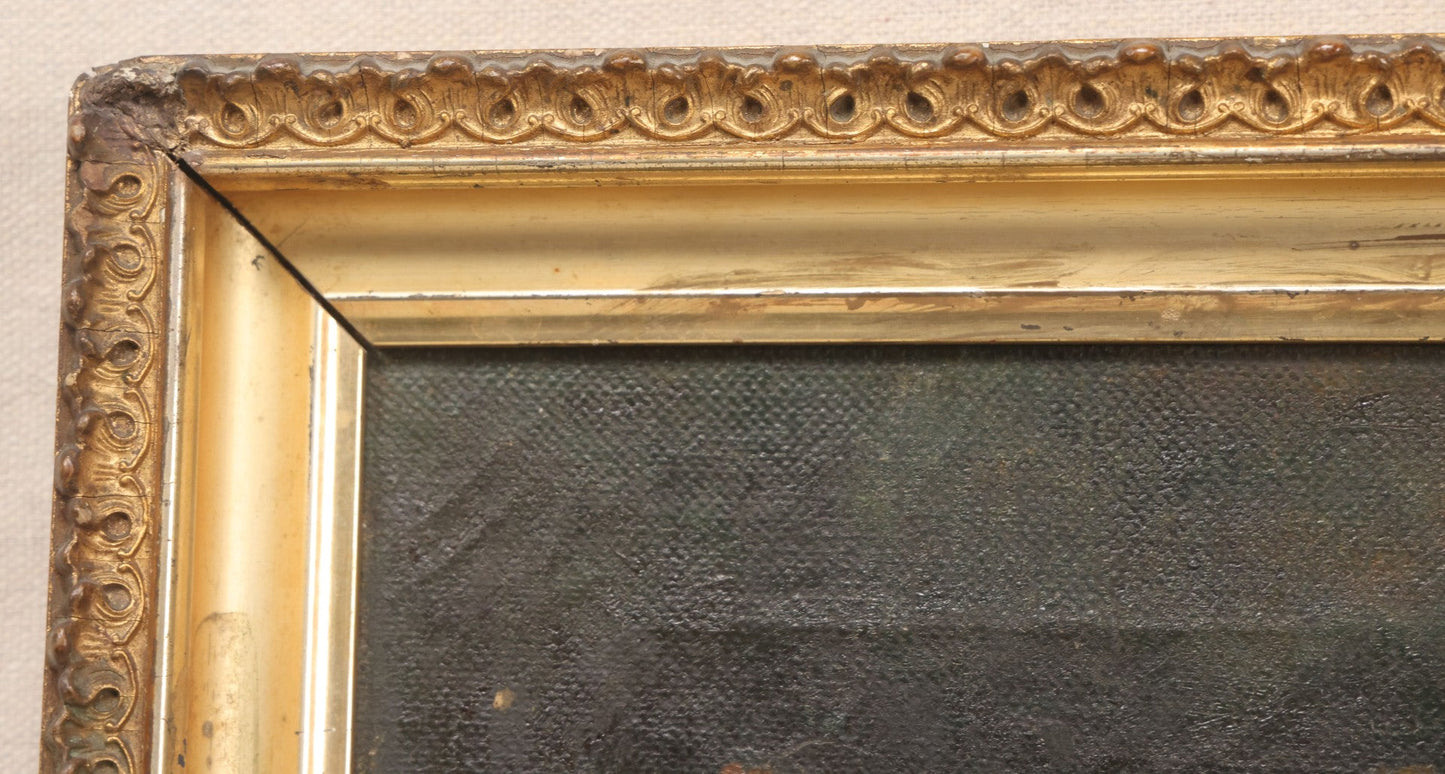 Lot 018 - Vintage Oil Painting On Canvas, Portrait Painting Of A Ginger Tabby Cat, Unsigned, In Gilt Frame