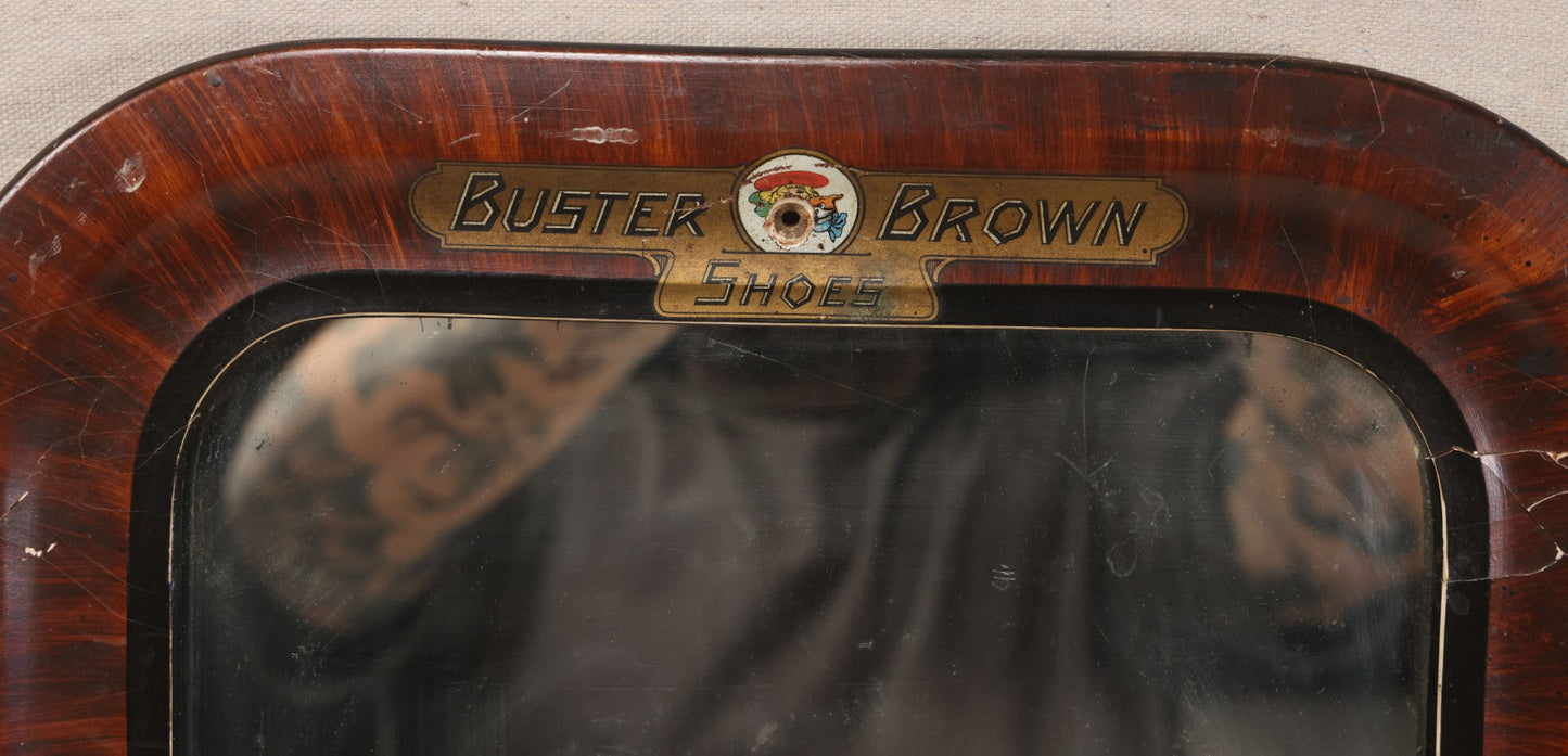 Lot 024 - Vintage Buster Brown Shoes Store Display Advertising Mirror With Buster Brown And Tige Logo, Brown Shoe Company