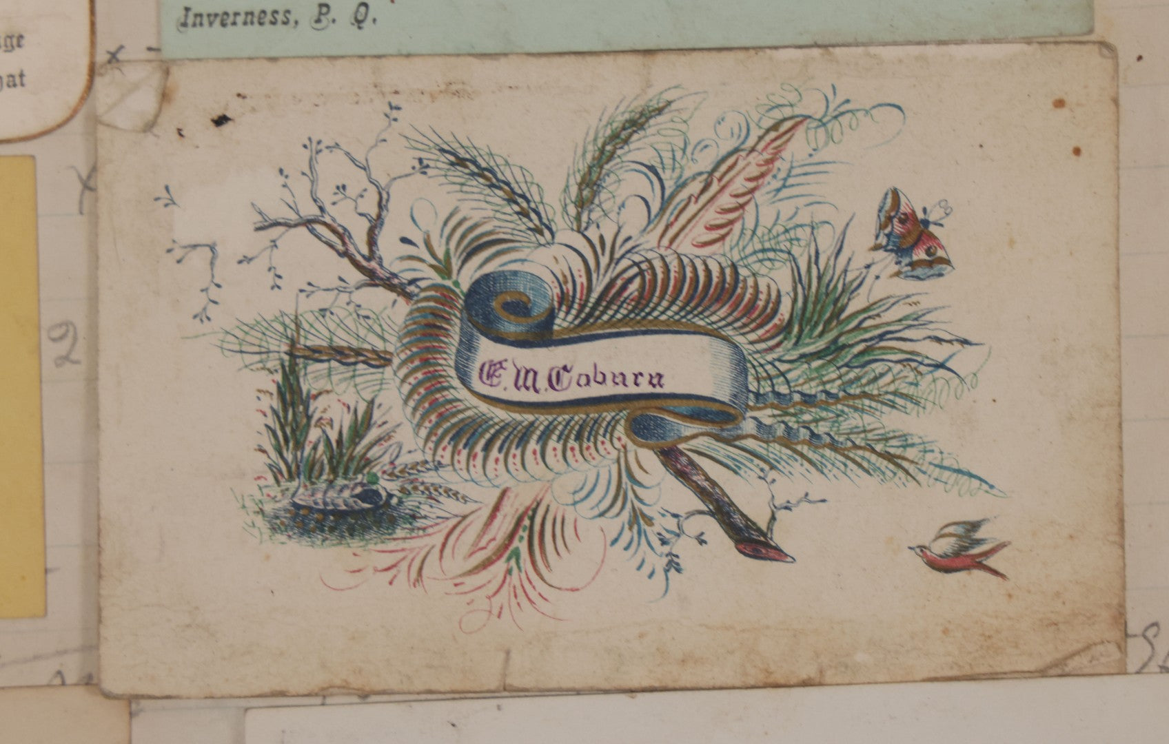 Lot 027 - Antique Victorian Scrapbook Of Approximately 200 Calling Cards And Business Cards Including Hand-Colored And Hand-Signed Examples, Photography, Railroad, And Other Trades