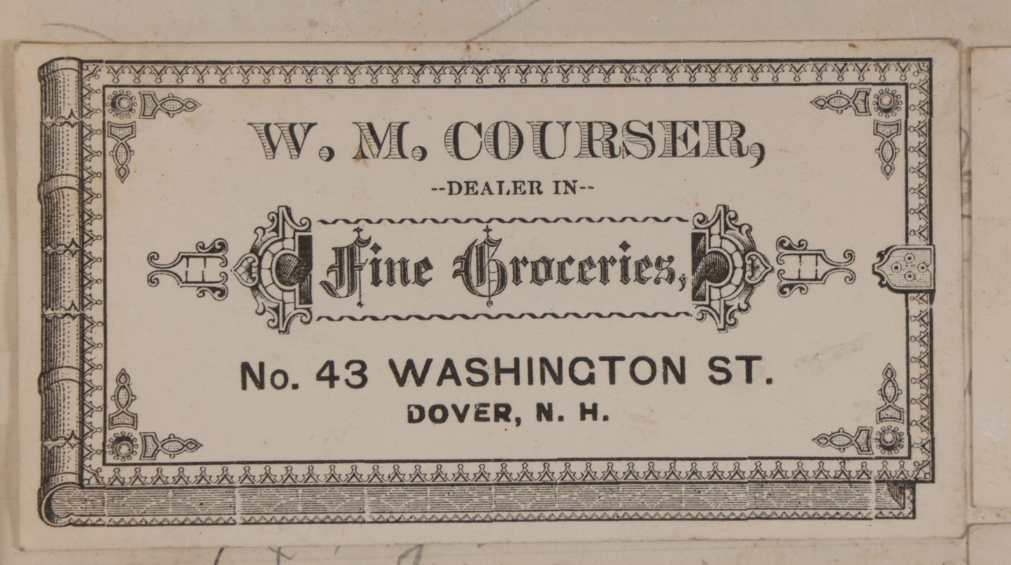 Lot 027 - Antique Victorian Scrapbook Of Approximately 200 Calling Cards And Business Cards Including Hand-Colored And Hand-Signed Examples, Photography, Railroad, And Other Trades