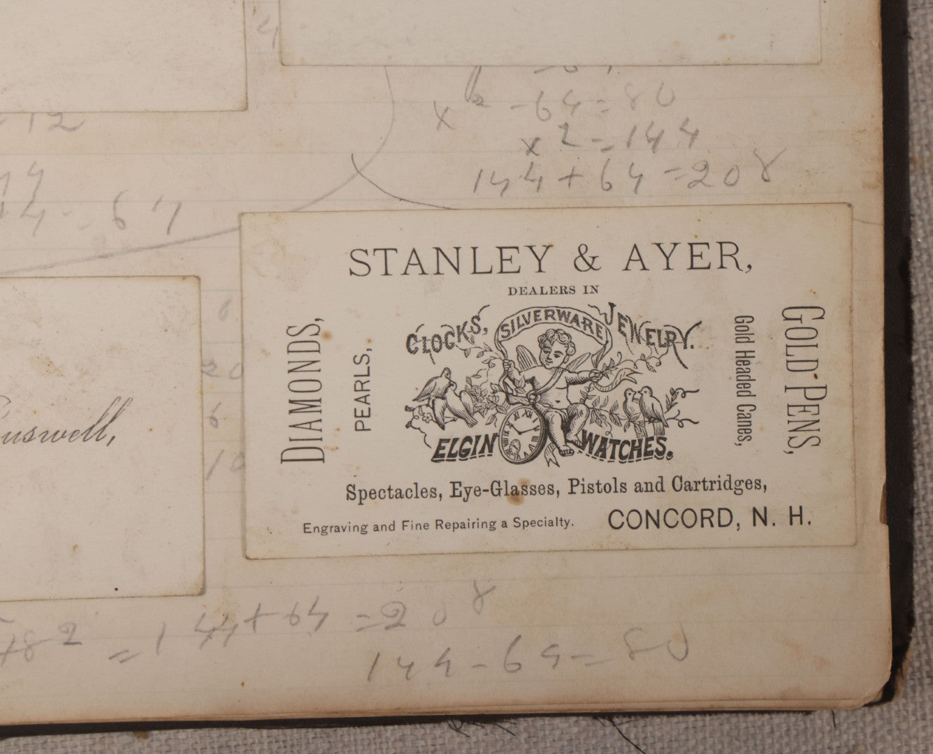 Lot 027 - Antique Victorian Scrapbook Of Approximately 200 Calling Cards And Business Cards Including Hand-Colored And Hand-Signed Examples, Photography, Railroad, And Other Trades