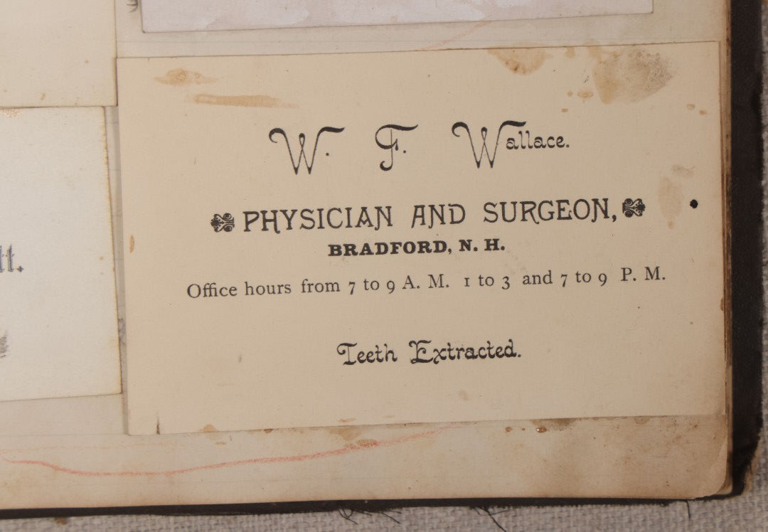 Lot 027 - Antique Victorian Scrapbook Of Approximately 200 Calling Cards And Business Cards Including Hand-Colored And Hand-Signed Examples, Photography, Railroad, And Other Trades
