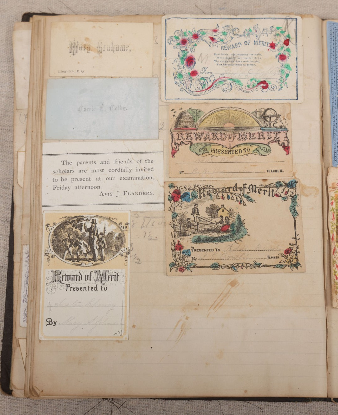 Lot 027 - Antique Victorian Scrapbook Of Approximately 200 Calling Cards And Business Cards Including Hand-Colored And Hand-Signed Examples, Photography, Railroad, And Other Trades