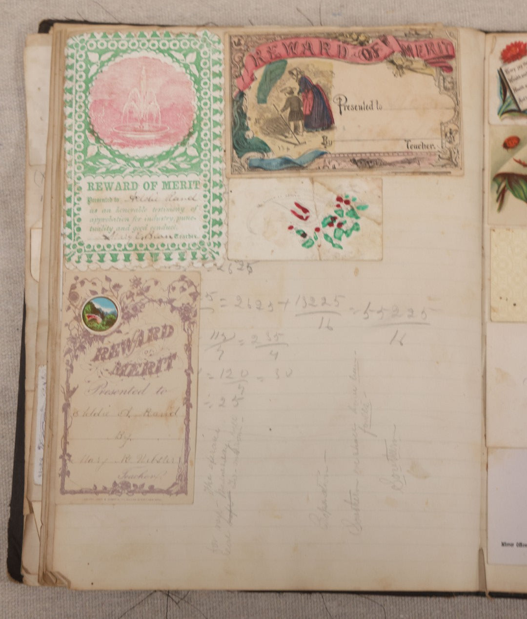 Lot 027 - Antique Victorian Scrapbook Of Approximately 200 Calling Cards And Business Cards Including Hand-Colored And Hand-Signed Examples, Photography, Railroad, And Other Trades