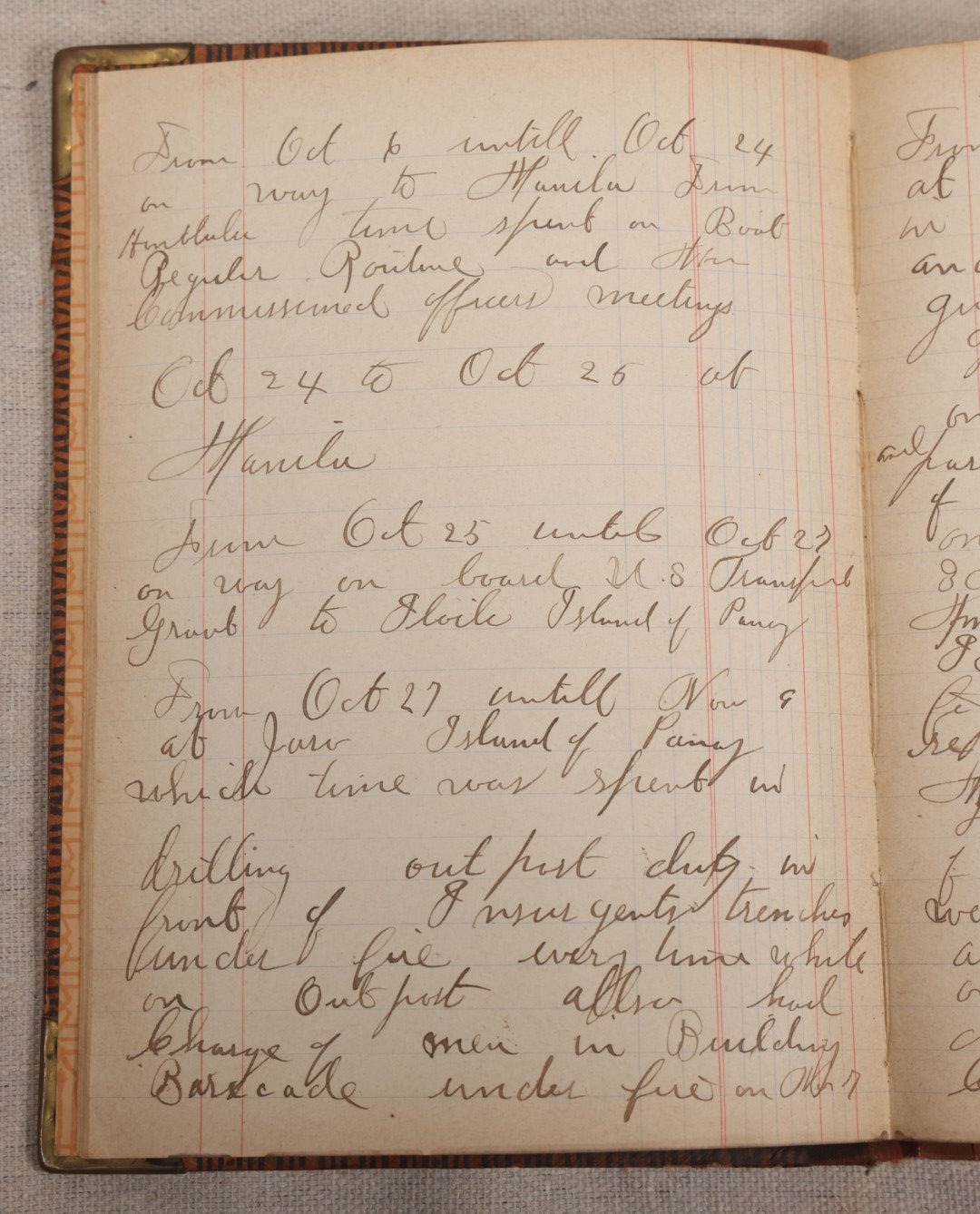 Lot 031 - Antique Philippine-American War Soldier's Log Book And Journal, 26th Infantry U.S.V., Enlisted Lawrence, Massachusetts, 1899-1900, With Battle Of Balantang Account