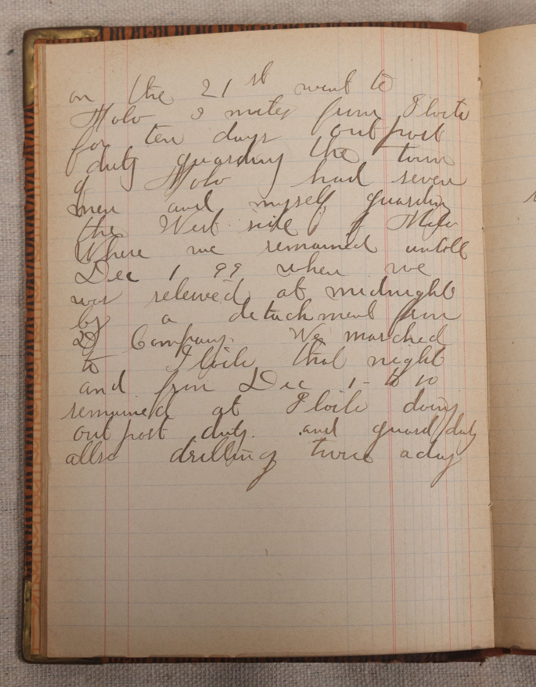 Lot 031 - Antique Philippine-American War Soldier's Log Book And Journal, 26th Infantry U.S.V., Enlisted Lawrence, Massachusetts, 1899-1900, With Battle Of Balantang Account