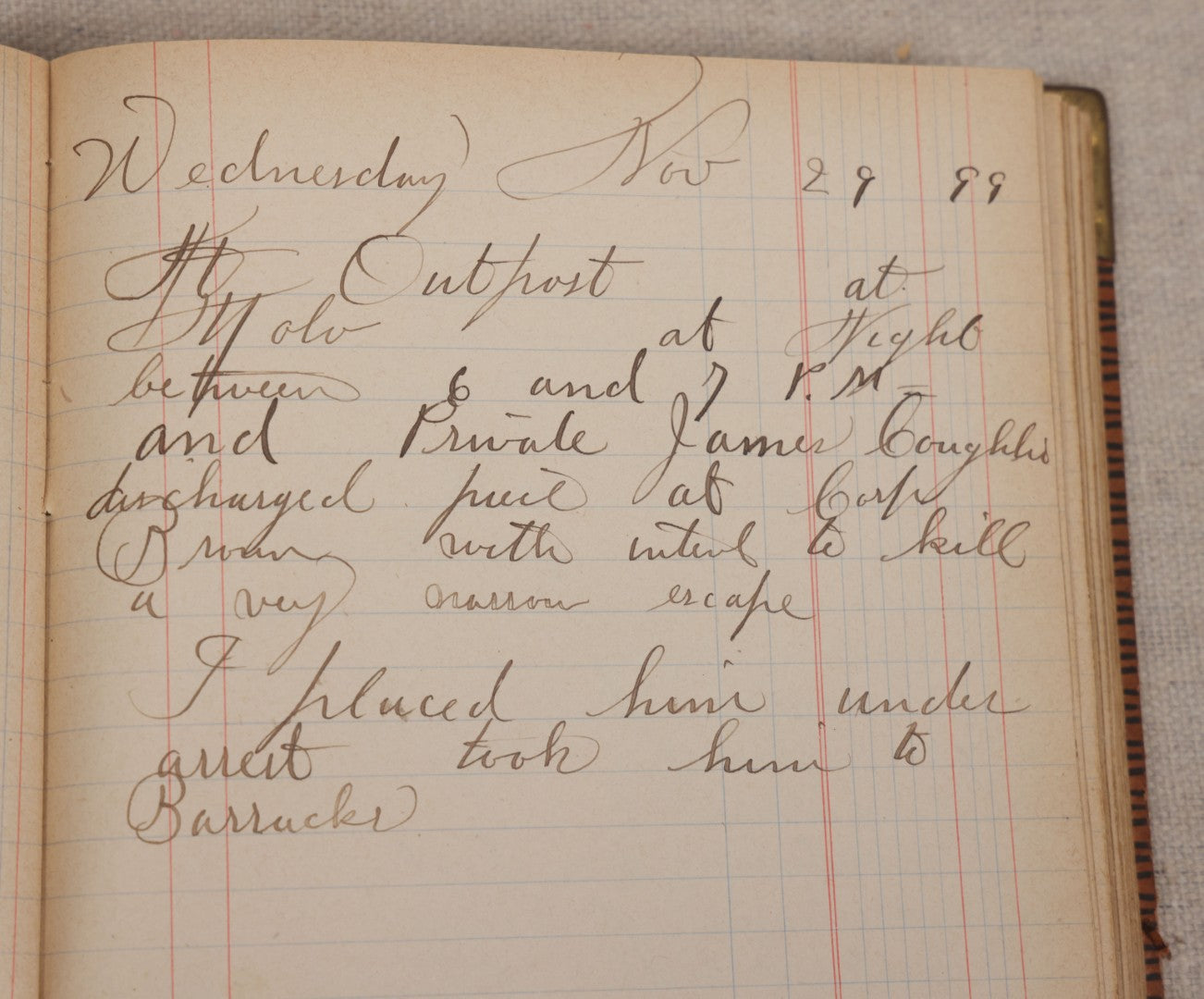 Lot 031 - Antique Philippine-American War Soldier's Log Book And Journal, 26th Infantry U.S.V., Enlisted Lawrence, Massachusetts, 1899-1900, With Battle Of Balantang Account