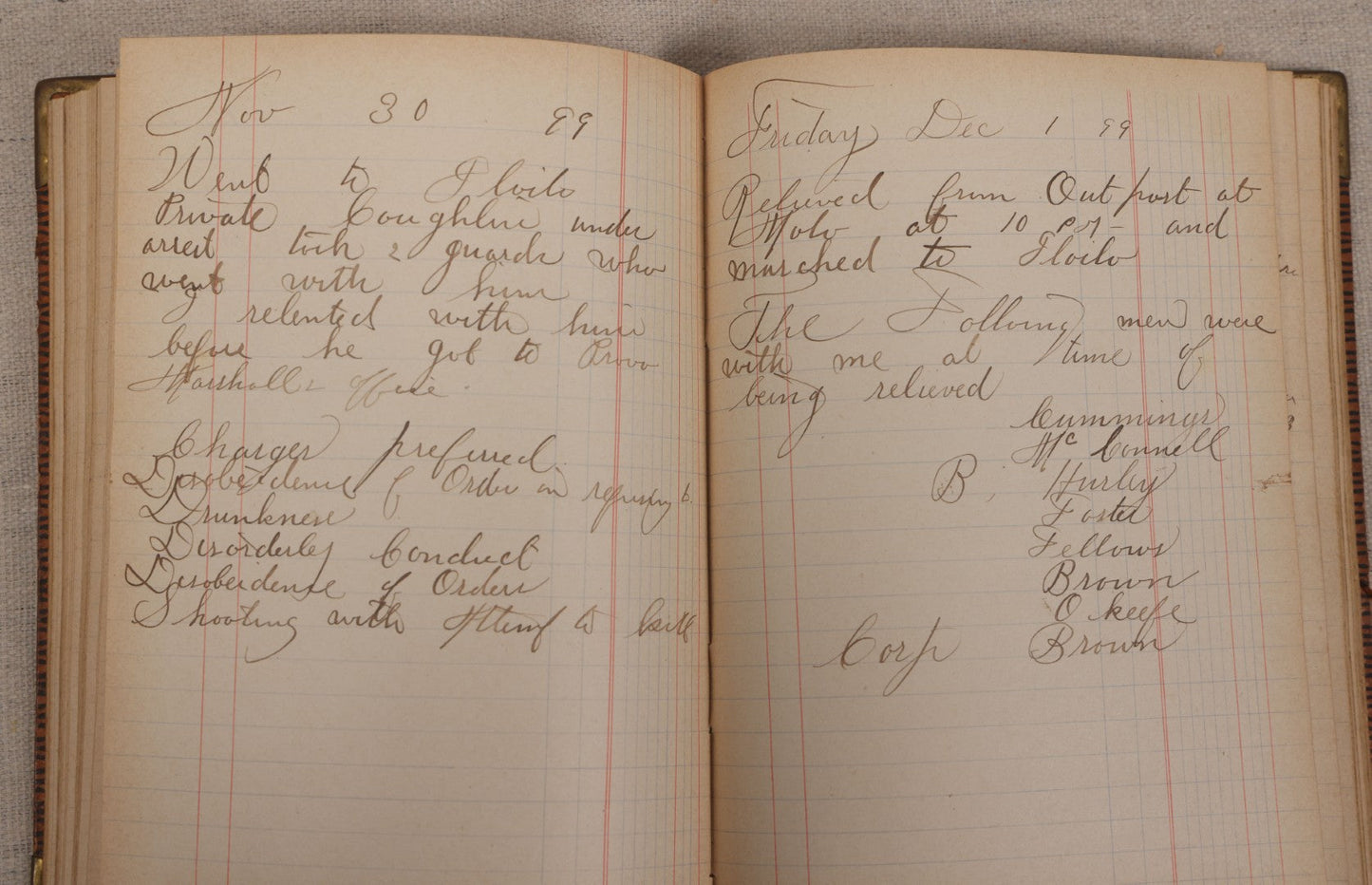 Lot 031 - Antique Philippine-American War Soldier's Log Book And Journal, 26th Infantry U.S.V., Enlisted Lawrence, Massachusetts, 1899-1900, With Battle Of Balantang Account
