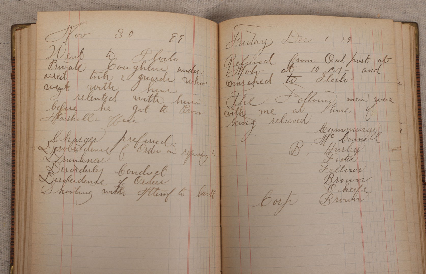 Lot 031 - Antique Philippine-American War Soldier's Log Book And Journal, 26th Infantry U.S.V., Enlisted Lawrence, Massachusetts, 1899-1900, With Battle Of Balantang Account