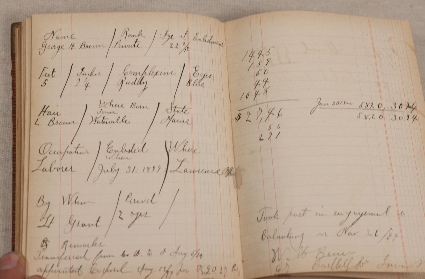 Lot 031 - Antique Philippine-American War Soldier's Log Book And Journal, 26th Infantry U.S.V., Enlisted Lawrence, Massachusetts, 1899-1900, With Battle Of Balantang Account