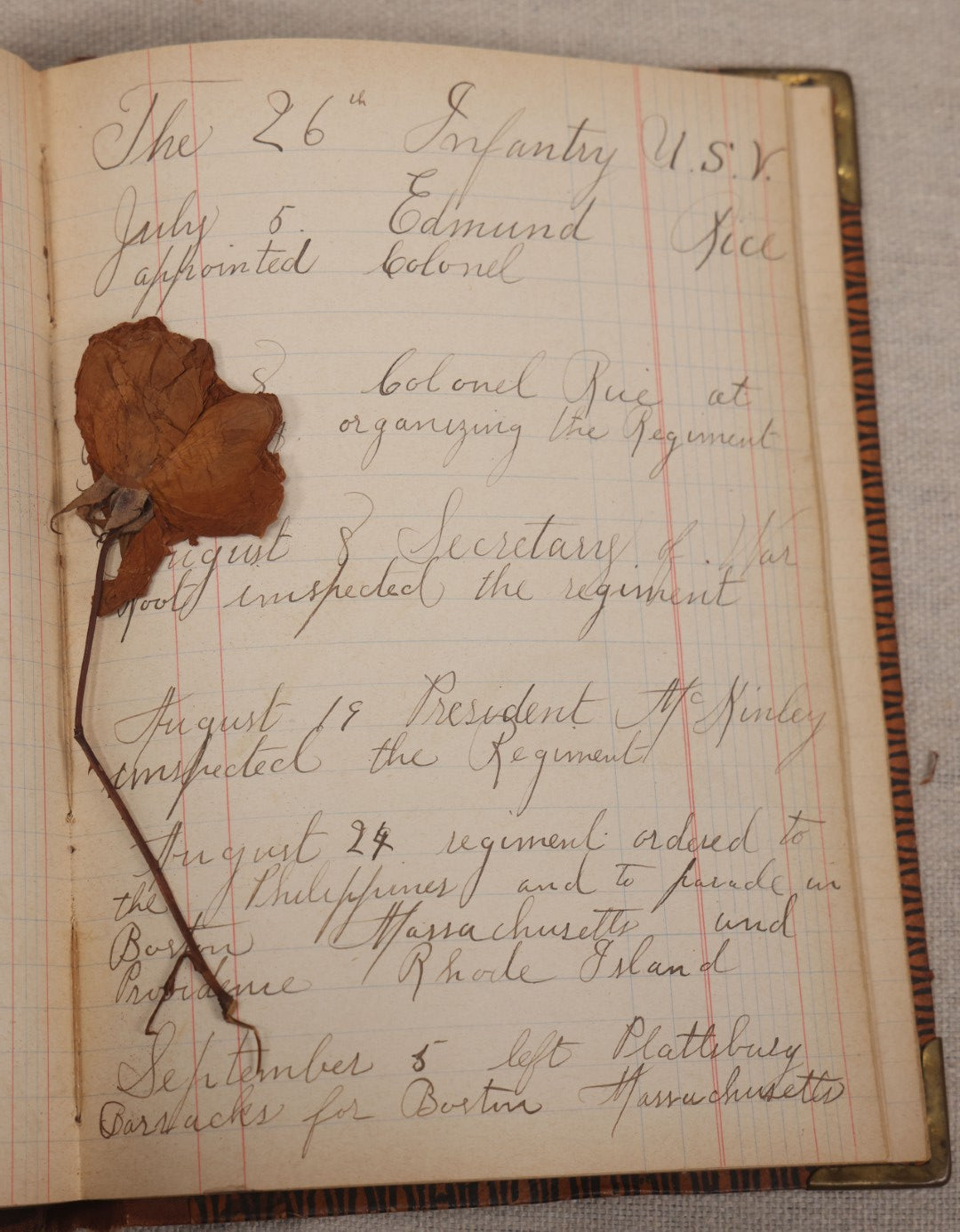 Lot 031 - Antique Philippine-American War Soldier's Log Book And Journal, 26th Infantry U.S.V., Enlisted Lawrence, Massachusetts, 1899-1900, With Battle Of Balantang Account