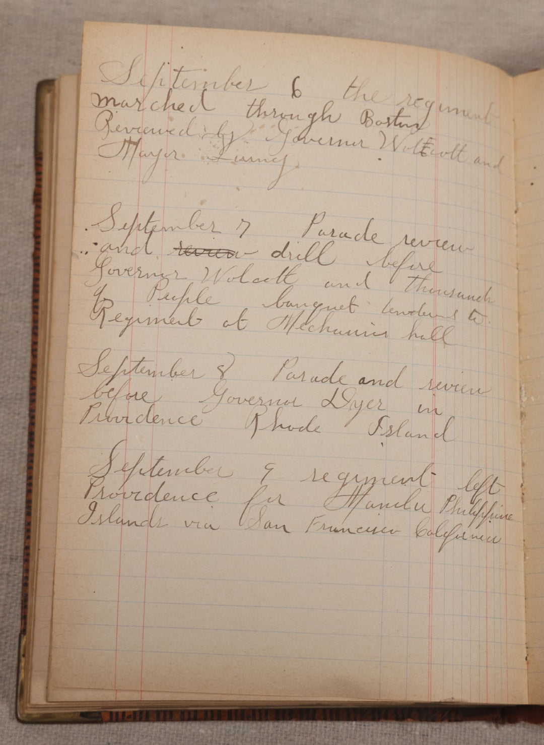 Lot 031 - Antique Philippine-American War Soldier's Log Book And Journal, 26th Infantry U.S.V., Enlisted Lawrence, Massachusetts, 1899-1900, With Battle Of Balantang Account