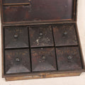 Lot 034 - Antique Toleware Spice Box With Six Interior Tins By Kreamer, Labeled Mace, Cinnamon, Cloves, Allspice, Nutmeg, And Ginger
