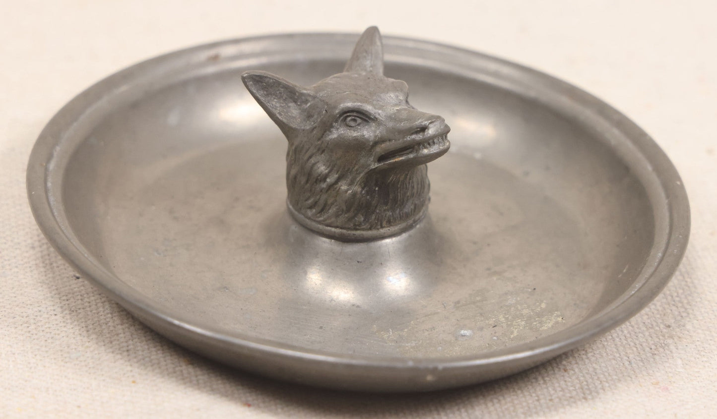 Lot 040 - Vintage Pewter Figural Fox Head Dish By International Pewter, No. 27794-1