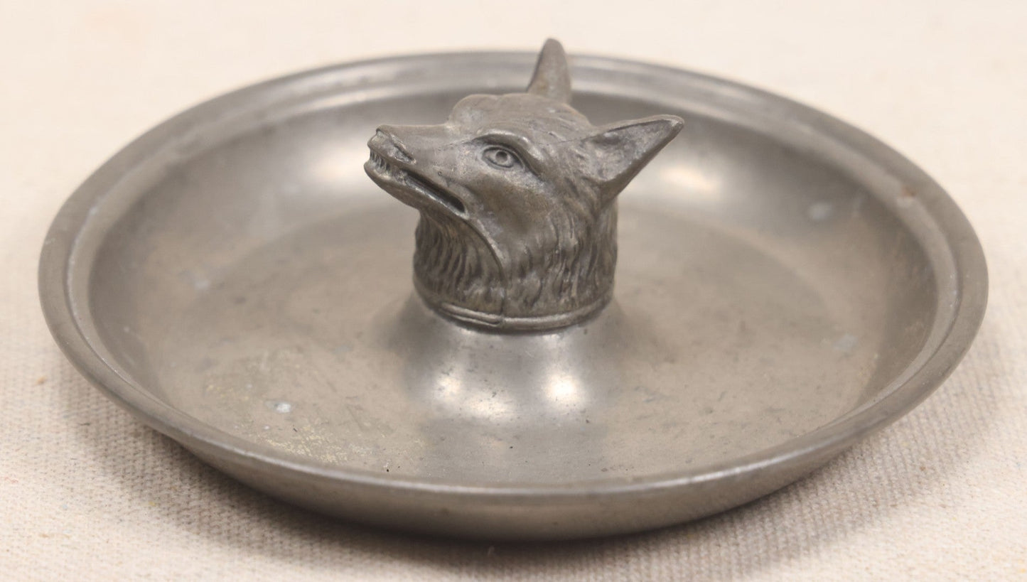 Lot 040 - Vintage Pewter Figural Fox Head Dish By International Pewter, No. 27794-1