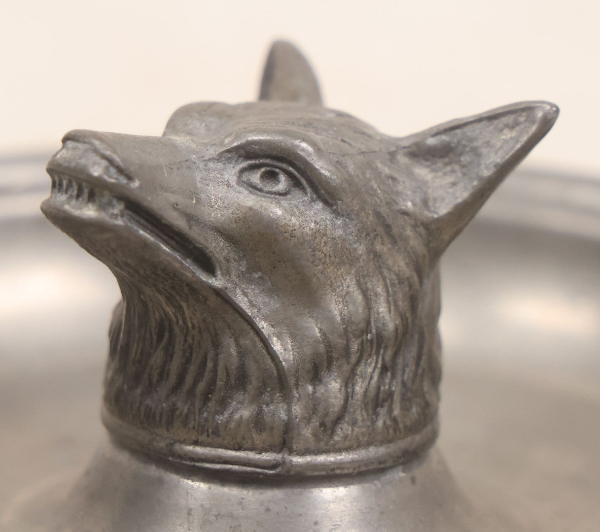 Lot 040 - Vintage Pewter Figural Fox Head Dish By International Pewter, No. 27794-1