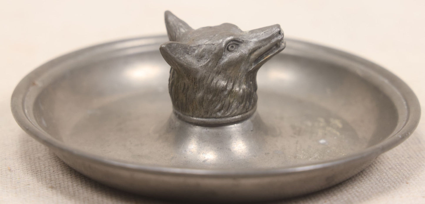 Lot 040 - Vintage Pewter Figural Fox Head Dish By International Pewter, No. 27794-1