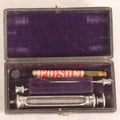 Lot 043 - Antique Hypodermic Syringe Kit In Leatherette Case With Two Needles And Vial Of Apomorphine Hydrochloride Hypodermic Tablets