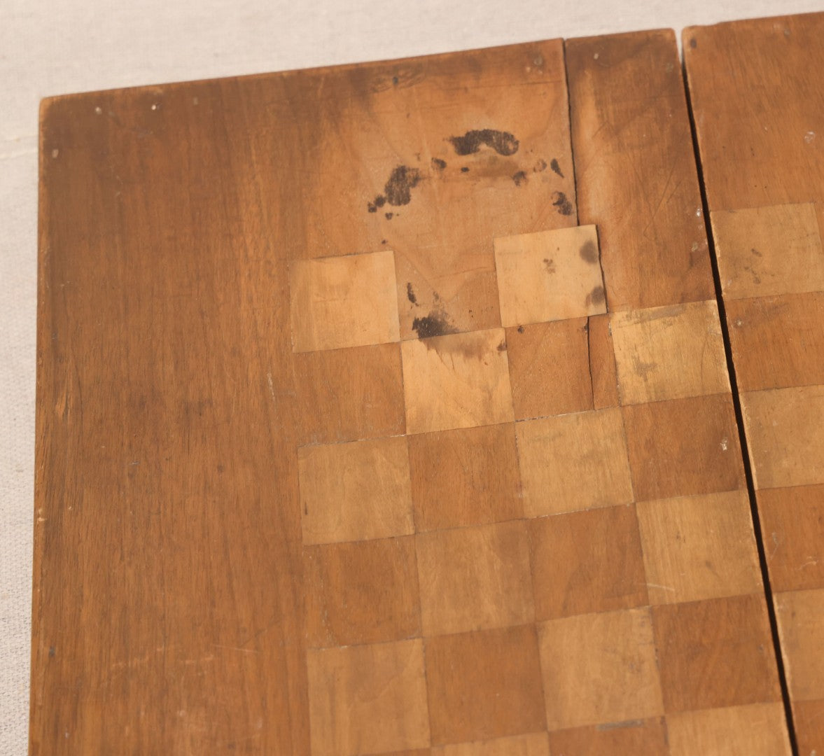 Lot 046 - Antique Folk Art Inlaid Wood Folding Chess, Checkers, And Backgammon Game Board With Bird Motifs