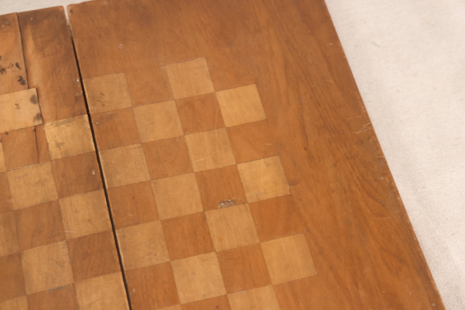 Lot 046 - Antique Folk Art Inlaid Wood Folding Chess, Checkers, And Backgammon Game Board With Bird Motifs