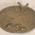Lot 050 - Antique French Aesthetic Movement Brass Tray With Basket-Weave Ground, Branch, And Mouse Motifs, Marked France